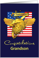 Grandson Eagle Scout Congratulations Gold Look Eagle Flag card