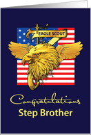 Step Brother Eagle Scout Congratulations Gold Look Eagle Flag card