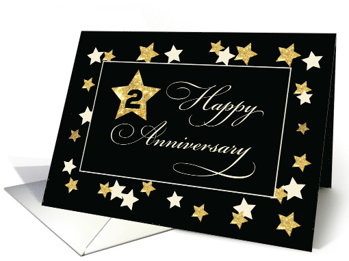 Second Employee Anniversary Black Gold Effect Stars card (1542294)