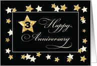 Third Employee Anniversary Black Gold Effect Stars card