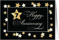 Seventh Employee Anniversary Black Gold Effect Stars card