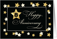 Eighth Employee Anniversary Black Gold Effect Stars card