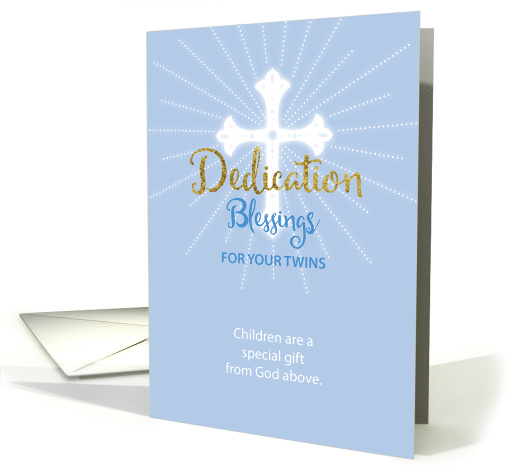 Twin Boys Dedication Blessing Blue and Gold card (1549486)