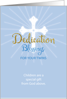 Twin Boys Dedication Blessing Blue and Gold card