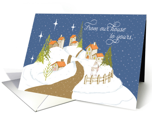 From Our House to Yours Christmas Night Houses with Snow card