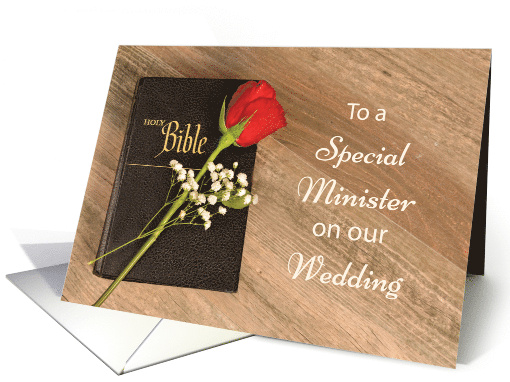 Thank You Catholic Minister for Wedding Bible and Rose card (1550776)
