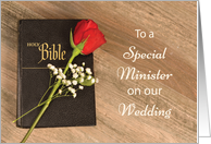 Thank You Catholic Minister for Wedding Bible and Rose card