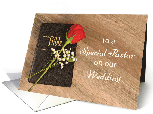 Thank You Catholic Pastor for Wedding Bible and Rose card (1550782)