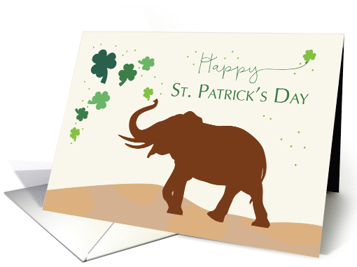 St Patricks Day with Joyful Elephant and Shamrocks card (1553736)
