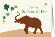 St Patricks Day with Joyful Elephant and Shamrocks card