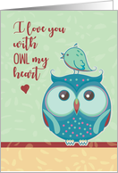Love Owl on Valentines Day card