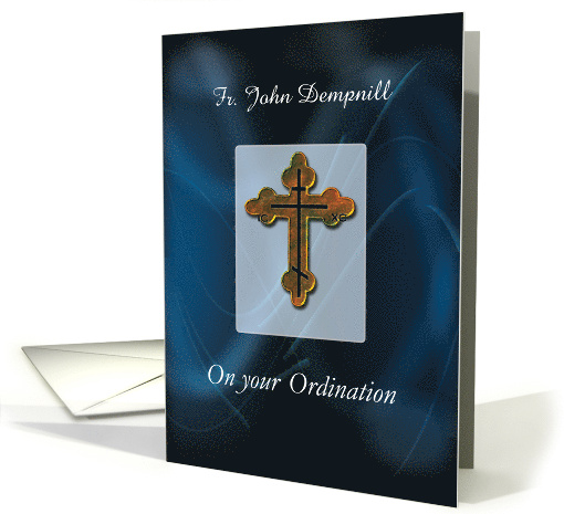 Eastern Orthodox Cross Ordination Congratulations Custom Name card