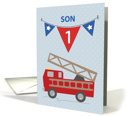 1st Birthday Son Firetruck card (1556998)