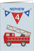 4th Birthday Nephew Firetruck card