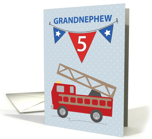 5th Birthday Grandnephew Firetruck card (1557278)
