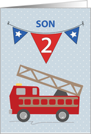 2nd Birthday Son Firetruck card