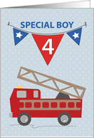 4th Birthday Son Firetruck card