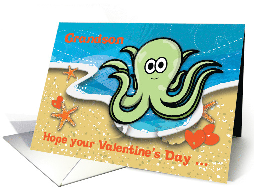 Grandson Valentines Day Cartoon Octopus card (1559172)