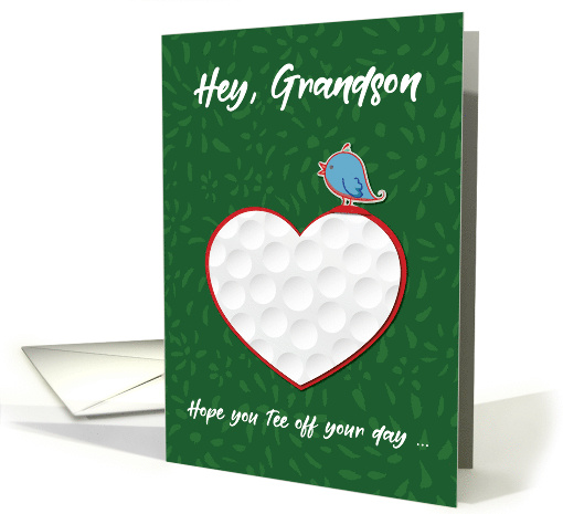Grandson Golf Sports Heart Valentine Preteen and Teen card (1559298)