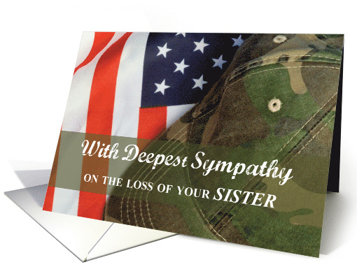 Sister Army Military Soldier Sympathy Hat with Flag card (1559684)