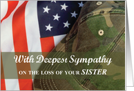 Sister Army Military Soldier Sympathy Hat with Flag card