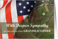 Granddaughter Army Military Soldier Sympathy Hat with Flag card