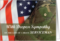 Serviceman Army Military Soldier Sympathy Hat with Flag card