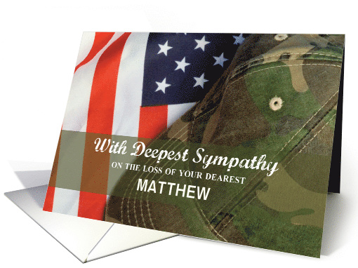 Custom Name Army Military Soldier Sympathy Hat with Flag card