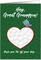 Great Grandson Golf Sports Heart Valentine Preteen and Teen card