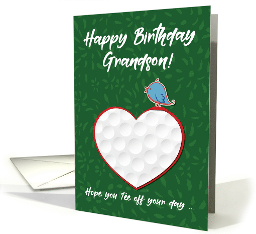 Grandson Golf Sports Heart Birthday Preteen and Teen card (1559728)