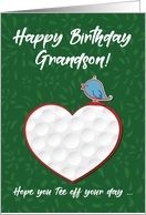 Grandson Golf Sports Heart Birthday Preteen and Teen card
