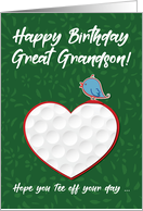 Great Grandson Golf Sports Heart Birthday Preteen and Teen card