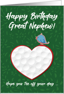 Great Nephew Golf Sports Heart Birthday Preteen and Teen card