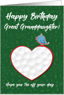 Great Granddaughter Golf Sports Heart Birthday Preteen and Teen card