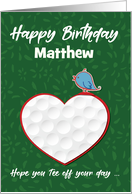 Custom Name Golf Sports Heart Birthday Preteen and Teen card