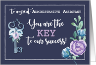 Administrative Assistant Admin Pro Day Key to Success Navy with Flower card