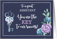 Custom Job Title Admin Pro Day Key to Success Navy with Flowers card
