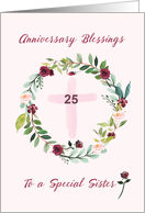 25th Nun Religious Sister Anniversary Blessings Flowers on Wreath card