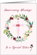 Custom Year Nun Religious Sister Anniversary Blessings Flowers Wreath card