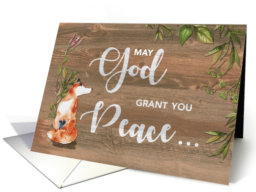 Peace 12 Step Recovery With Fox on Wood card (1560690)