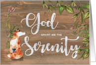 Serenity 12 Step Recovery With Fox on Wood card