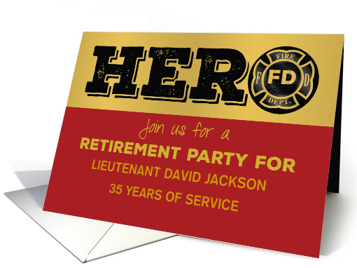 Firefighter Retirement Party Invitation Hero Customizable card
