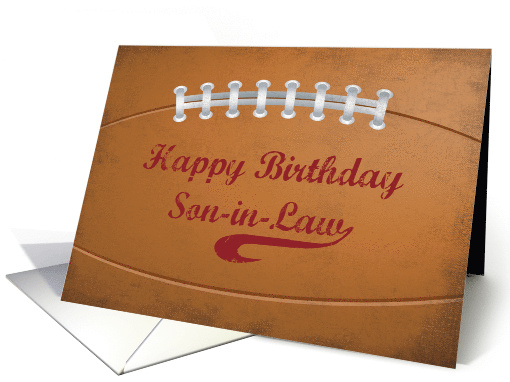 Son In Law Birthday Large Grunge Football for Sports Fan card