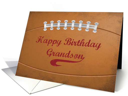 Grandson Birthday Large Grunge Football for Sports Fan card (1560930)