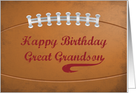 Great Grandson Birthday Large Grunge Football for Sports Fan card