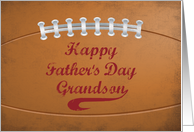 Grandson Fathers Day Large Grunge Football for Sports Fan card