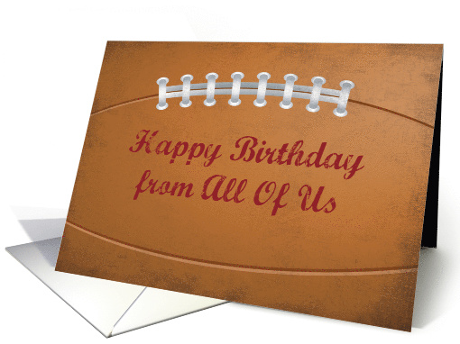 From All Of Us Birthday Large Grunge Football for Sports Fan card
