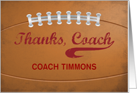 Custom Name Thanks Coach Large Grunge Football for Sports Fan card