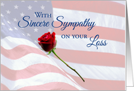 Patriotic Sympathy Flag and Rose card