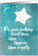 Great Niece Tween or Teen Birthday Night Sky Bright Star card